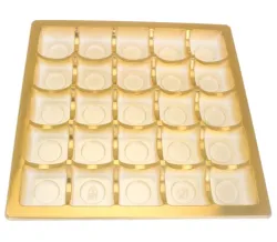 Gold PET Square Inserts for 25 Chocolates